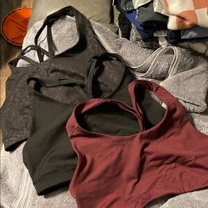 Old Navy Black and Burgundy Sports Bras